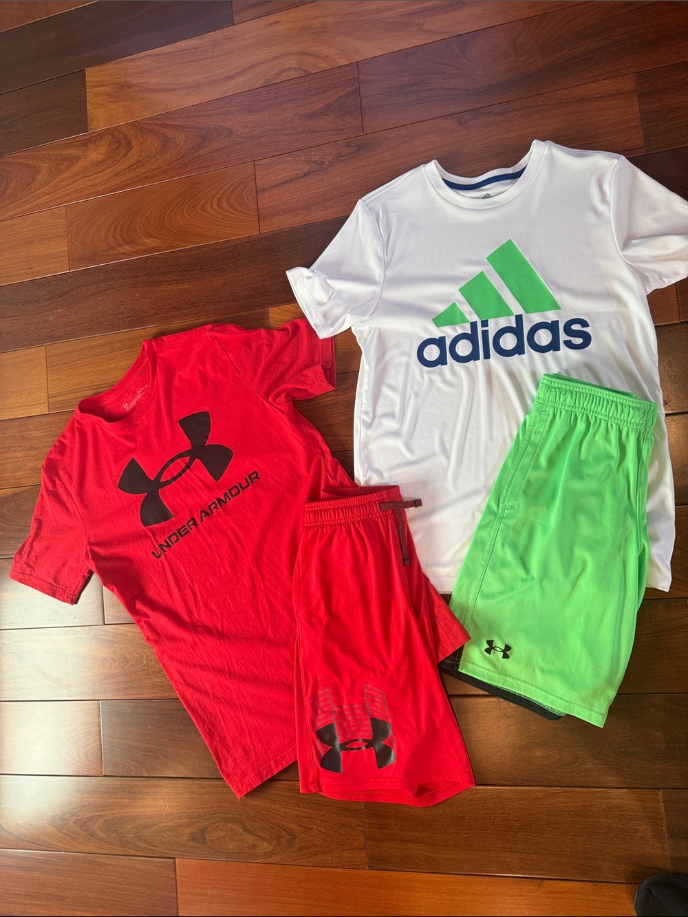 Under Armour and Adidas short sets